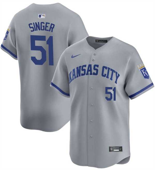 Mens Kansas City Royals #51 Brady Singer Gray Away Stitched Baseball Jersey Dzhi